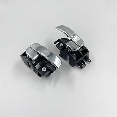 Imagem de Maçaneta interna da porta marrom e cromada compatível com Nissan Nissan Frontier Navara D40 Pathfinder Xterra 2005-2013(Chrome 1 Pair)