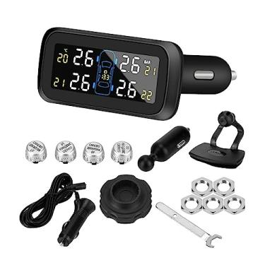 Imagem de Sistemas de alarme de segurança tpms automáticos, sem fio, display lcd digital, sistema de monitoramento de pressão dos pneus, tipo isqueiro(External Sensor)
