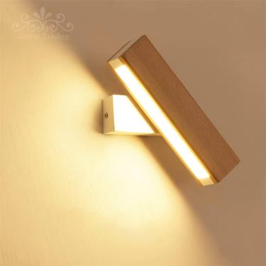 Imagem de Aplique de parede LED de madeira com interruptor Controle remoto Luzes de parede brancas para sala de estar Quarto Restaurante Arandela de parede de cabeceira regulável em 3 cores Iluminação
