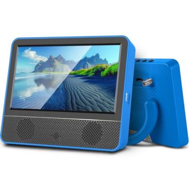 Imagem de Jexiop Mini TV portátil de 7 polegadas e tela IPS 1080P sintonizador digital ATSC de saída de fones de ouvido USB/TF porta HDMI, DC-12V para acampamento e cozinha (azul)