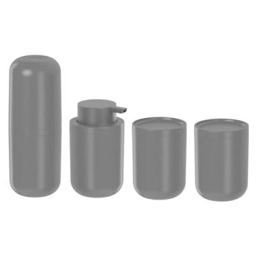 Imagem de Kit Banheiro Porta Sabonete Liquido Escova De Dente Algodão (Preto)