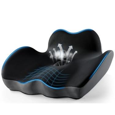 Imagem de Almofada de assento ortopédica premium, almofada grande respirável para cadeira de escritório - suporte aprimorado para quadril e cóccix, alívio de pressão ciática e alívio das pernas, deixa mais de 8