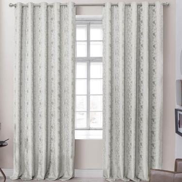 Imagem de Cortina Dalia Jacquard Estampado Floral 2,00m X 1,70m Sala Quarto Varão 2m - Bege