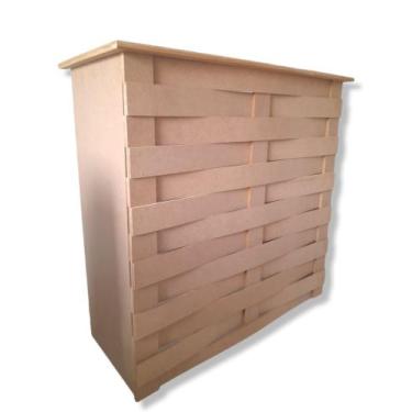 Imagem de Cômoda Ripada Dobrável Fake Mesa Lembrancinha Festa Mdf Cru - ARTESANA