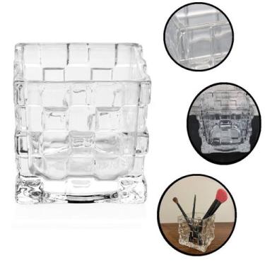 Imagem de Vaso de Vidro Castiçal Porta Vela Cristal Quadrado Decoração - Rio Tij