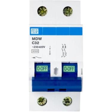 Imagem de Disjuntor termomagnetico mdwp-c 32a bipolar 400vca weg