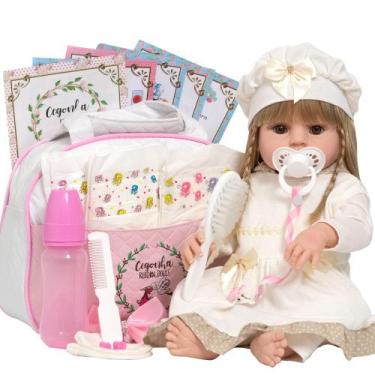 Imagem de Bebê Reborn Abigail Loira Toda de Silicone Enxoval Completo - Cegonha 