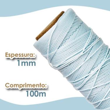 Imagem de Cordão Encerado 1mm - Fio Cordone Cinza Claro - 100 Metros - Nybc