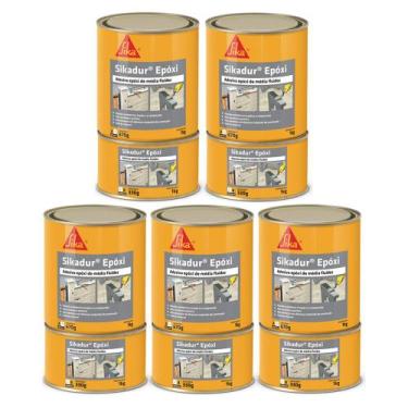 Imagem de Kit 5 Sikadur Epóxi Adesivo Estrutural À Base De Resina 1 Kg