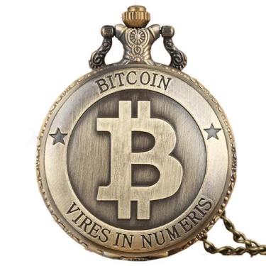 Imagem de Relógio De Bolso Quartzo Vintage Temático Presente Bit Coin - anjo da 