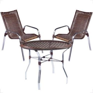 Imagem de Conjunto 2 Cadeiras e Mesa Alta Alumínio Para Área Externa Fortaleza F