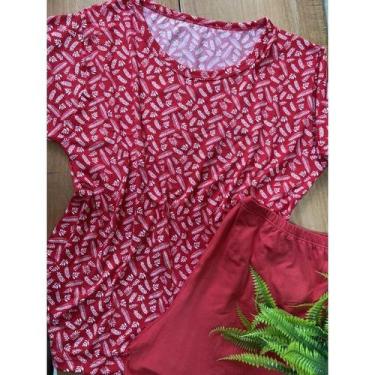 Imagem de Pijama Baby Doll em Suede Feminino Confortável - Roupa De Dormir, Folh