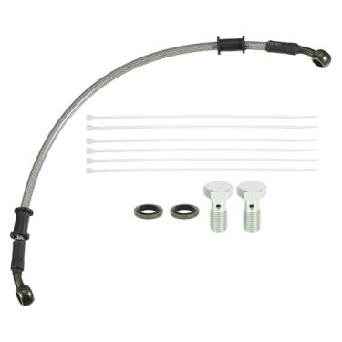 Imagem de uxcell 1 conjunto de mangueira de linha de embreagem ou freio hidráulico de motocicleta de 40 cm 40 cm universal para motocicleta, quadriciclo, scooter com parafusos