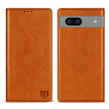 Imagem de ZZXX Capa carteira para Google Pixel 7A com [bloqueio RFID] Suporte para cartão de couro magnético forte dobrável capa protetora para celular para Google Pixel 7A (marrom-6,1 polegadas)