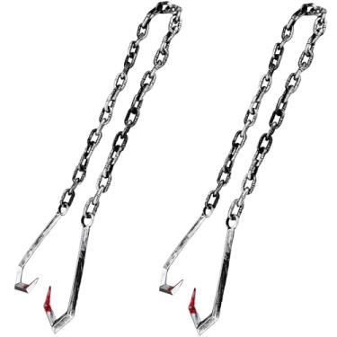 Imagem de Flotory 2 Pack Halloween Chains Plastic Fake Butcher Hook Halloween Plastic Chain with Chain Weapons for Halloween Horror Prop Decor Cosplay