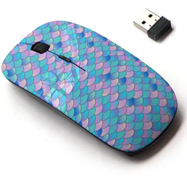 Imagem de Mouse sem fio de 2,4 G com design de padrão fofo para todos os laptops e desktops com nano receptor - Mermaid Tale