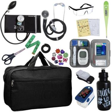 Imagem de Kit Bolsa Cores Aparelho de Pressao Esfigmomanometro Estetoscópio Medi
