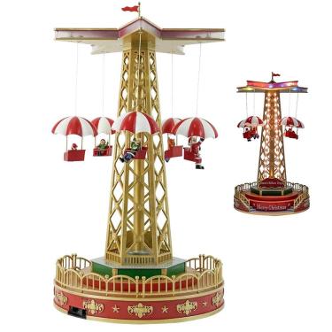 Imagem de Torre Paraquedas Carrossel Natal Natalino Iluminaçao Led Decoraçao Movimento Sobe Desce Cenario Luxo Enfeite Festa Fim de Ano Confraternizaçao