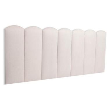 Imagem de Cabeceira Casal Estofada de Colar na Parede Kit 7 Placas Modelo Nuvem 