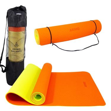 Imagem de ARIMO Tapete Yoga Mat Antiderrapante TPE Ecológico Biodegradável Todos Os Tipos de Yoga/Pilates 181 x 61 cm x 6 mm (Pitanga)