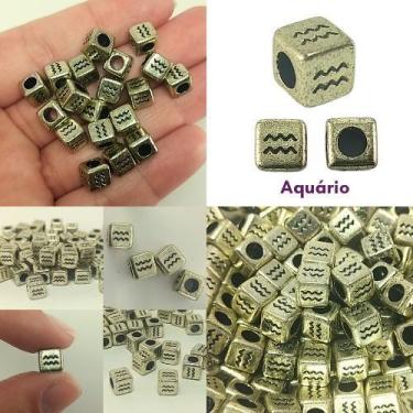 Imagem de 15 pçs Entremeios de signos dourado  ABS 7MM p/ colar pulseira bijuter