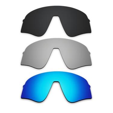 Imagem de Alphax Lentes de reposição polarizadas pretas e de titânio e azul gelo para óculos de sol esportivos Oakley Sutro Lite Sweep OO9465