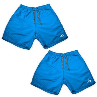 Imagem de Kit 2 Shorts Azul Masculino Tectel Curto Liso Verão Brasil - Bueno Sto