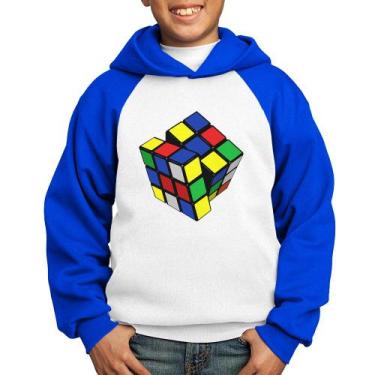 Imagem de Moletom Infantil Cubo Mágico - Foca na Moda, Branco, Azul, 14