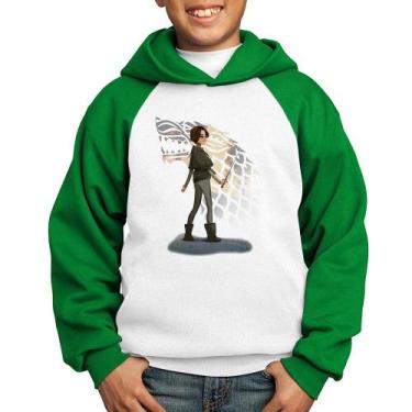 Imagem de Moletom Infantil Arya Stark Art - Foca na Moda, Branco, Verde, 14