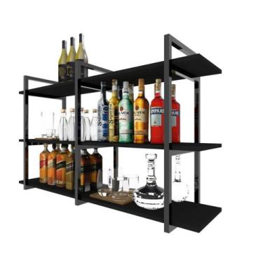 Imagem de Aparador Prateleira industrial sala barzinho preto bar adega hall de e