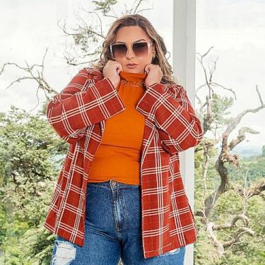 Imagem de Blazer Alfaiataria Xadrez Feminino Plus Size Lindo tamanho 50 - predil