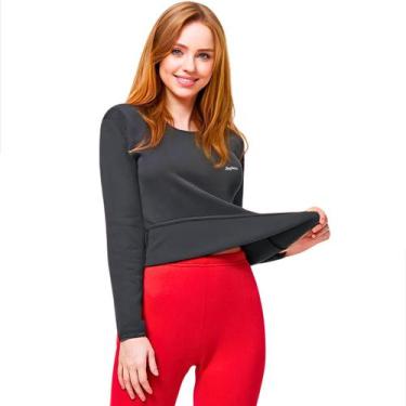 Imagem de Camisa Peluciada Aveludada Feminina Blusa Manga Longa Frio Inverno Out