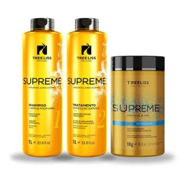 Imagem de Kit Alisamento Shampoo Reconstrutor e Btox matizador Supreme - Treelis