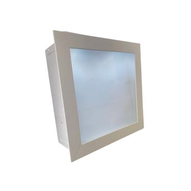 Imagem de Luminária Plafon De Embutir 22x22 cm  De Acrílico Com Borda de Alumínio 2 Lâmpadas