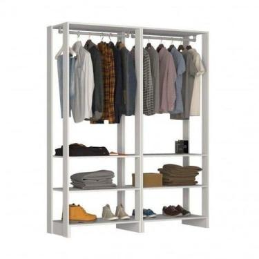 Imagem de Estante Closet Yes 160cm com 2 Cabideiros - Branco - Nova Móbile, Bran