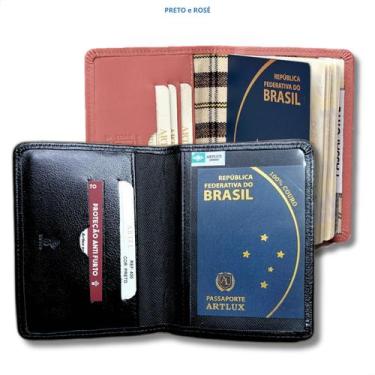 Imagem de Kit Porta Passaportes Couro Legitimo Premium 2 Unidades - ARTLUX, Pret