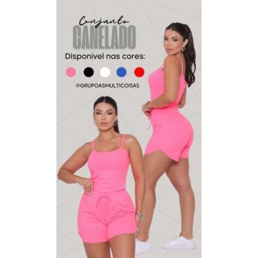 Imagem de Conjunto feminino malha canelada kit com uma regata e um short ideal p