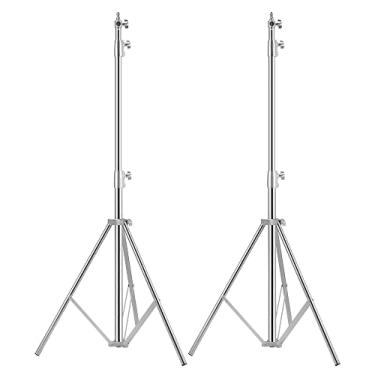 Imagem de Suporte de tripé leve resistente para fotografia, tripés de aço inoxidável de 9,19 pés/2,8 m para softbox, luz rápida, luz estroboscópica, guarda-chuva - Pacote com 2