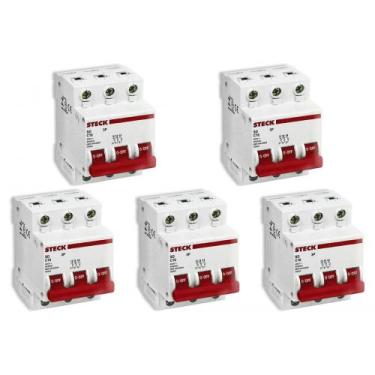 Imagem de Kit C/5 - Disjuntor Steck Din Tripolar 25A Sd63 C Sdd63C25