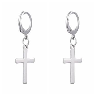 Imagem de Airssory 40 peças com tema de cruz 304 marcadores de ponto de aço inoxidável crucifixo Jesus brincos pingentes com alavanca para tricô, crochê, faça você mesmo, joias, artesanato, porta-chaves,