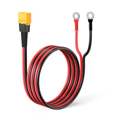 Imagem de ELFCULB Cabo terminal XT60 para anel O, cabo conector macho para anel O 12AWG XT60 com fio puro estanhado para bateria RC, estação de energia portátil solar e painel solar (1,5 m)