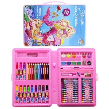 Imagem de Kit Pintura Colorir 68Pçs Infantil Sereia Meninas + Desenhos para Pintar