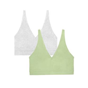 Imagem de Smart & Sexy Sutiã feminino Cloud Cotton Comfort Collection, Verde vidro/cinza mesclado, G