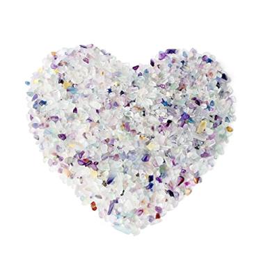 Imagem de LAIDANLA Pedra triturada de flúor, cristais, pedras preciosas naturais em massa, cristais de reiki, mini enchimento de vaso de quartzo, cascalho de aquário, 100g/0,22lb.