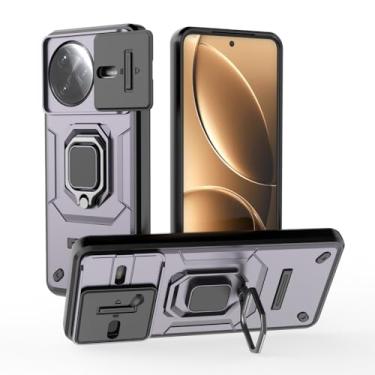 Imagem de Kukoufey Compatível com Xiaomi Poco F7 Ultra 5G Bracket Shell, com capa de lente de câmera deslizante compatível com Xiaomi Redmi K80 Pro 5G capa roxa