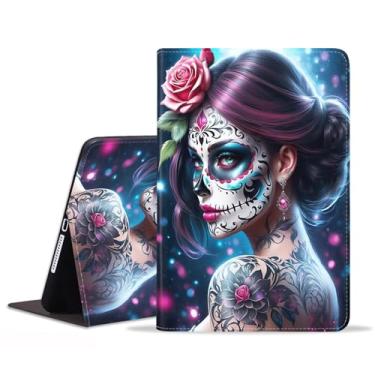 Imagem de stmedazm Capa para iPad Mini 5/4, iPad Mini 1/2/3, capa dobrável de couro de poliuretano premium com hibernar/despertar automático para iPad Mini 5ª/4ª geração de 7,9 polegadas - Sugar Skull Girl Rose