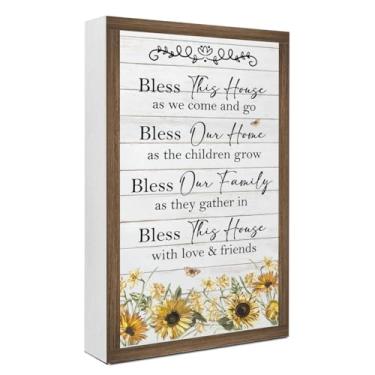 Imagem de Home Box Sign, Bless This House As We Come And Go Caixa de Madeira Decoração de Mesa, Placa de Bloco Familiar para Casa de Fazenda, Sala de Estar, Quarto, Prateleira, Mesa, Decorações de Parede