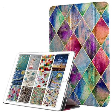 Imagem de DuraSafe Cases Para iPad PRO 12.9 1 geração 2015 [iPad 12,9 polegadas 1ª] A1652 A1584 capa traseira rígida impressa em três dobras para PC inteligente - grade diagonal