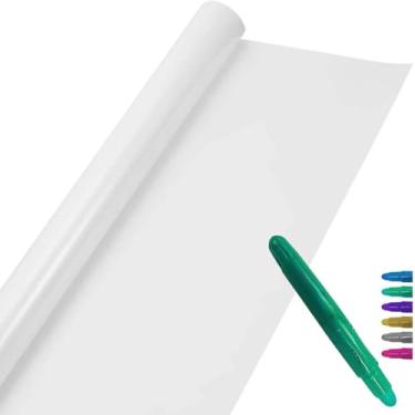 Imagem de Papel de Parede Adesivo Vinil Lousa Chalkboard Escrever Giz Quarto Infantil Lavável (Branco Brilho, 10m x 50cm)