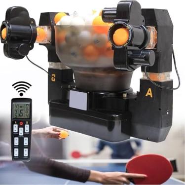 Imagem de Lançador de Tênis de Mesa com 36 Bolas de Giro Diferentes Controle Remoto de Tênis de Mesa Máquina Automática de Bolas para Robôs com 110 Bolas, para Treinamento de Prática de Pingue-pongue